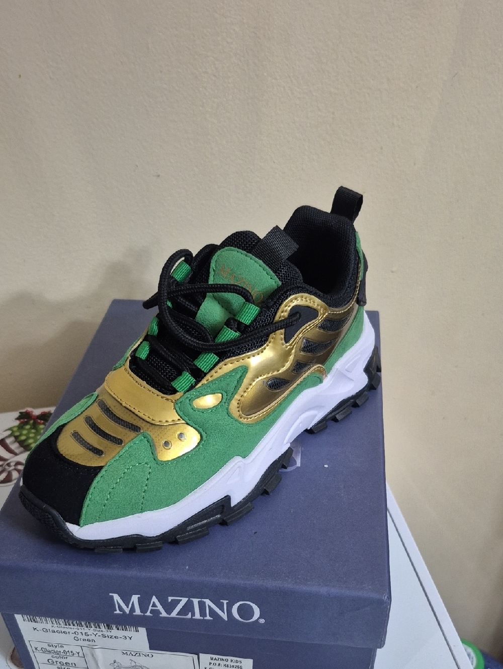 Kids Green & Gold Athletic Sneaker